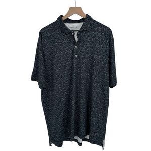 Johnnie-O Bottoms Up Beer Polo Shirt Mens XL Black Active UPF Novelty Print